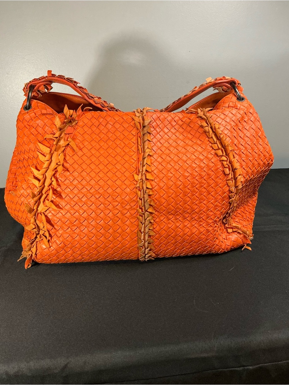 Bottega Veneta Orange Intrecciato Woven Hobo Bag